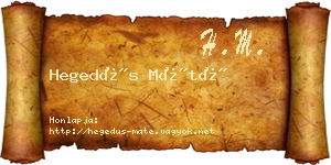Hegedűs Máté névjegykártya